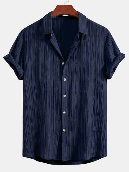 Men’s Crinkled Texture Button-Up Shirt – Ferazio