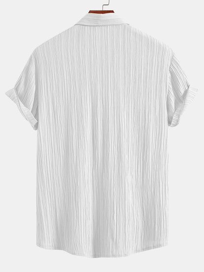 Men’s Crinkled Texture Button-Up Shirt – Ferazio