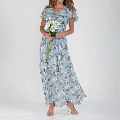 Floral V-Neck Maxi Dress – Isalda