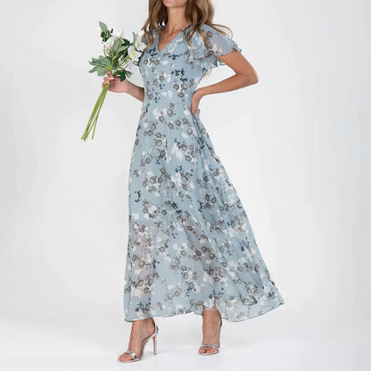 Floral V-Neck Maxi Dress – Isalda