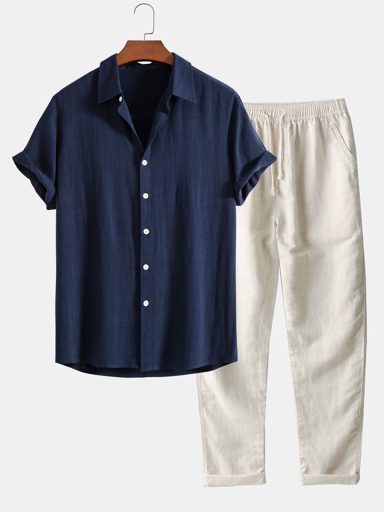 Jaxon Men's Summer Set | Lightweight Linen Blend, Short-Sleeved Comfort 1