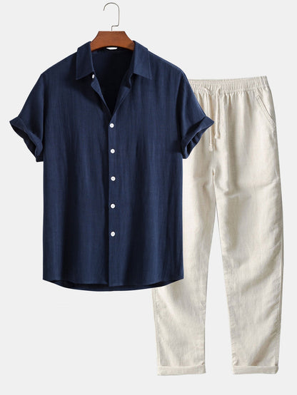 Jaxon Men's Summer Set | Lightweight Linen Blend, Short-Sleeved Comfort 3