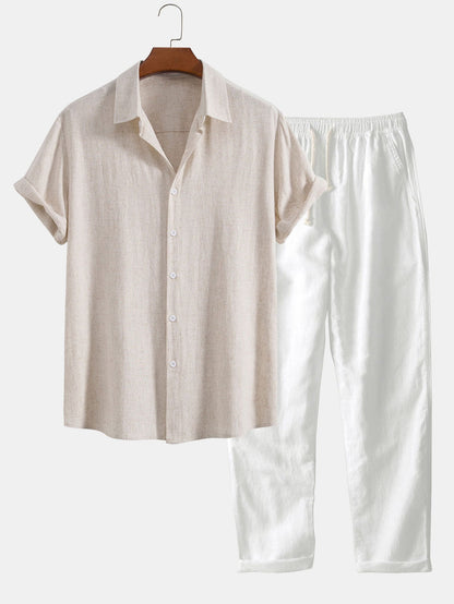 Jaxon Men's Summer Set | Lightweight Linen Blend, Short-Sleeved Comfort 4