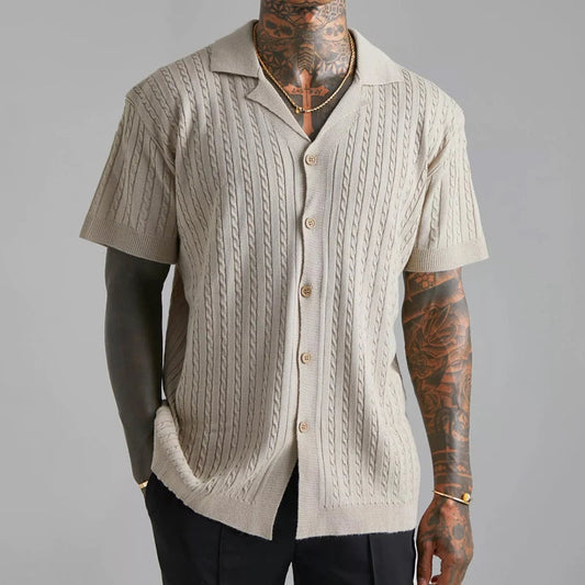 Kavi Men's Shirt | Textured Knit, Casual Button-Up 0