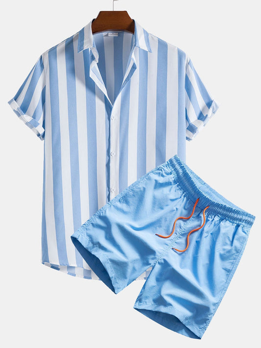 Lenny Men's Swim Set | Striped Shirt & Quick-Dry Shorts 0