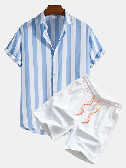 Lenny Men's Swim Set | Striped Shirt & Quick-Dry Shorts 1