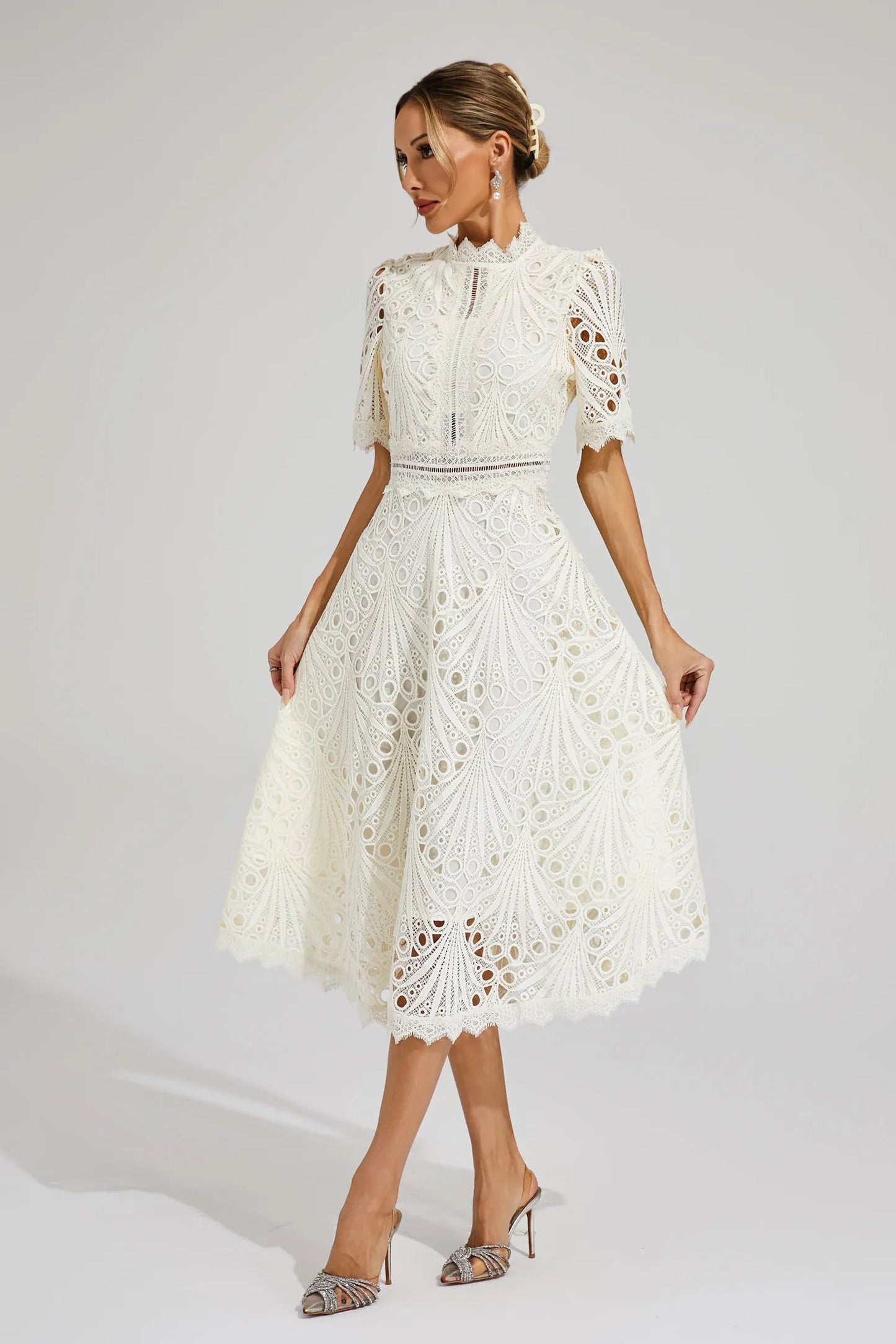 Lila Women's Midi Dress | Lace Accents, Elegant Silhouette 1