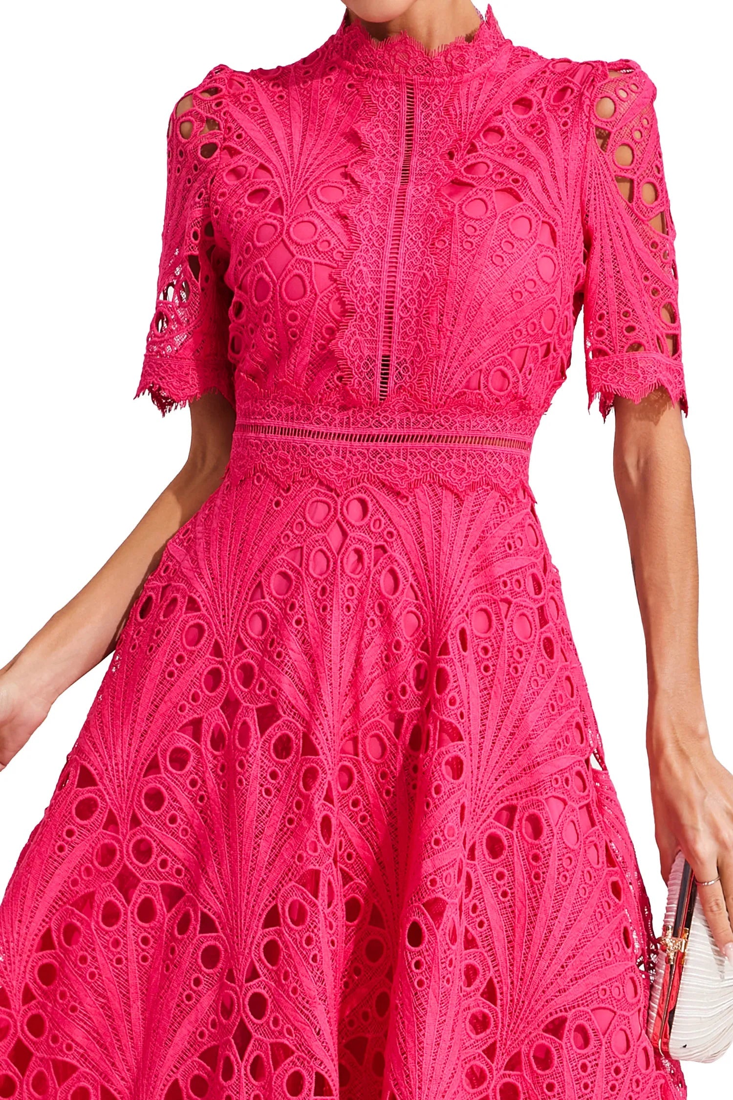 Lila Women's Midi Dress | Lace Accents, Elegant Silhouette 8