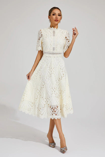 Lila Women's Midi Dress | Lace Accents, Elegant Silhouette 9