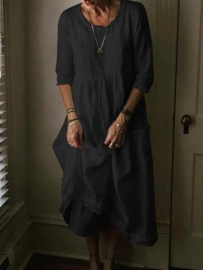 Lila Women's Midi Dress | Soft Linen, Casual Chic Summer Dress 1