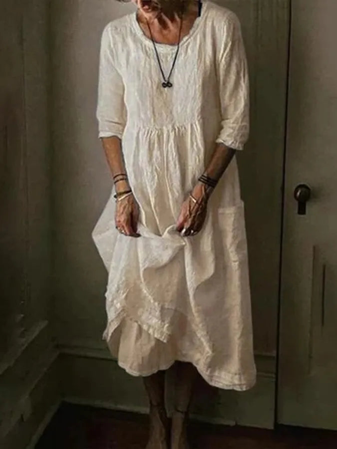 Lila Women's Midi Dress | Soft Linen, Casual Chic Summer Dress 2