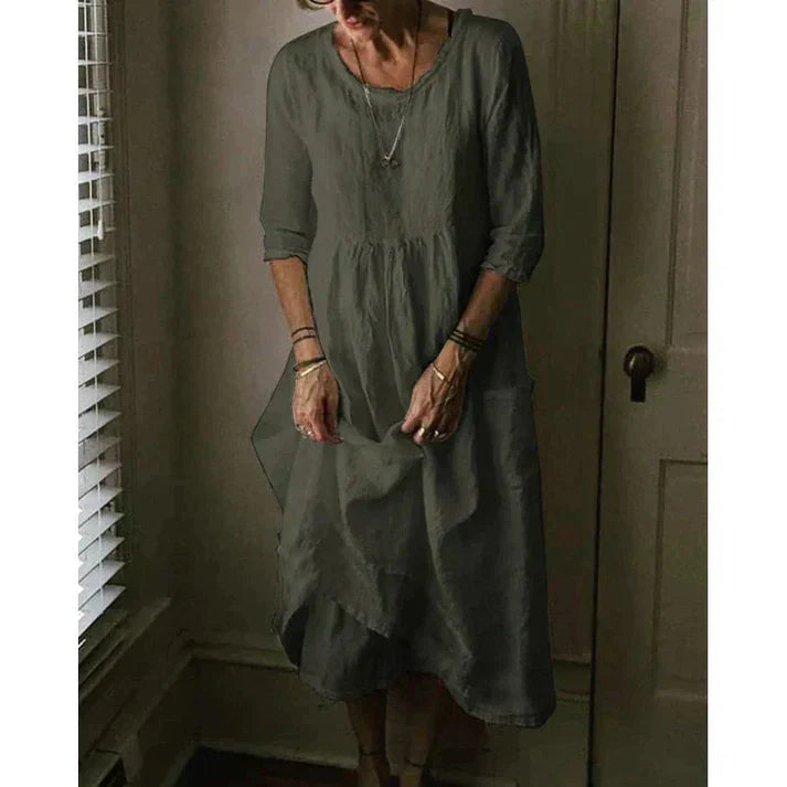 Lila Women's Midi Dress | Soft Linen, Casual Chic Summer Dress 4