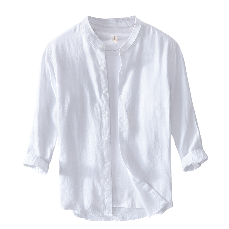 Lino Men's Linen Shirt | 3/4 Sleeve, Mandarin Collar 0