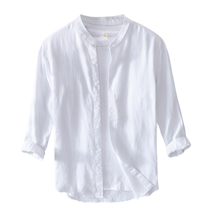 Lino Men's Linen Shirt | 3/4 Sleeve, Mandarin Collar 0