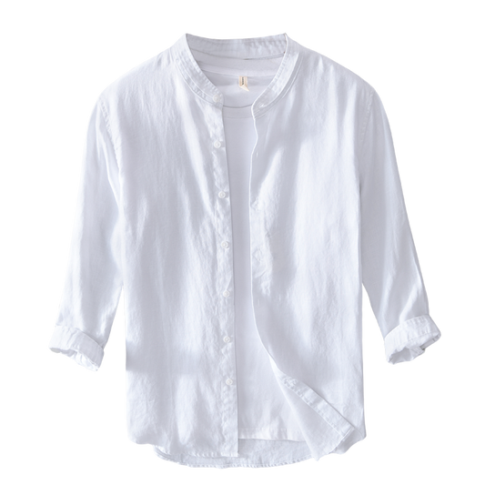 Lino Men's Linen Shirt | 3/4 Sleeve, Mandarin Collar 0