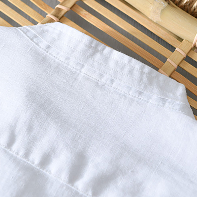 Lino Men's Linen Shirt | 3/4 Sleeve, Mandarin Collar 3