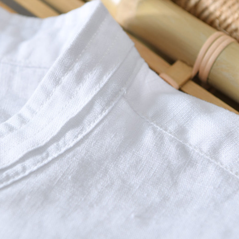 Lino Men's Linen Shirt | 3/4 Sleeve, Mandarin Collar 4