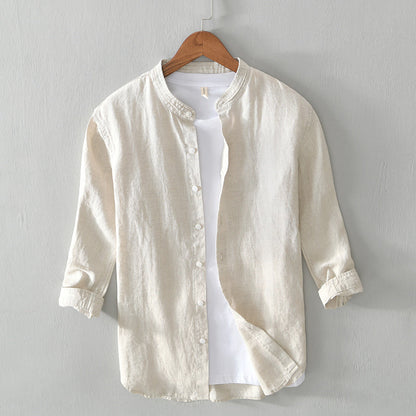 Lino Men's Linen Shirt | 3/4 Sleeve, Mandarin Collar 9