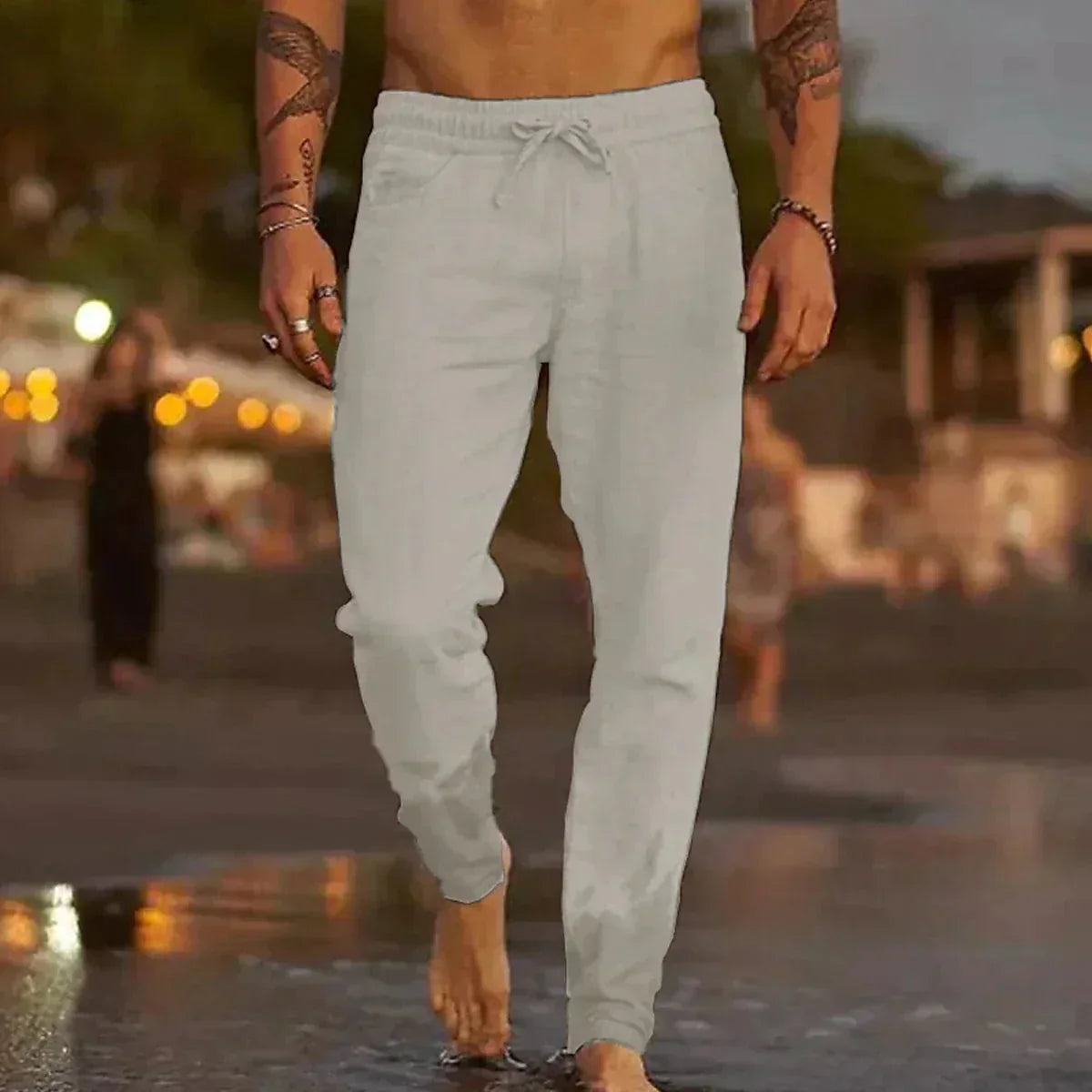 Lino Men's Trousers | Lightweight Linen Fabric, Adjustable Drawstring 1