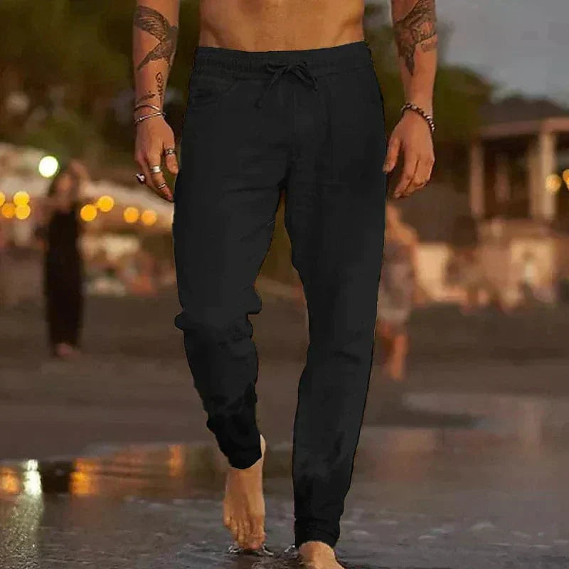 Lino Men's Trousers | Lightweight Linen Fabric, Adjustable Drawstring 3