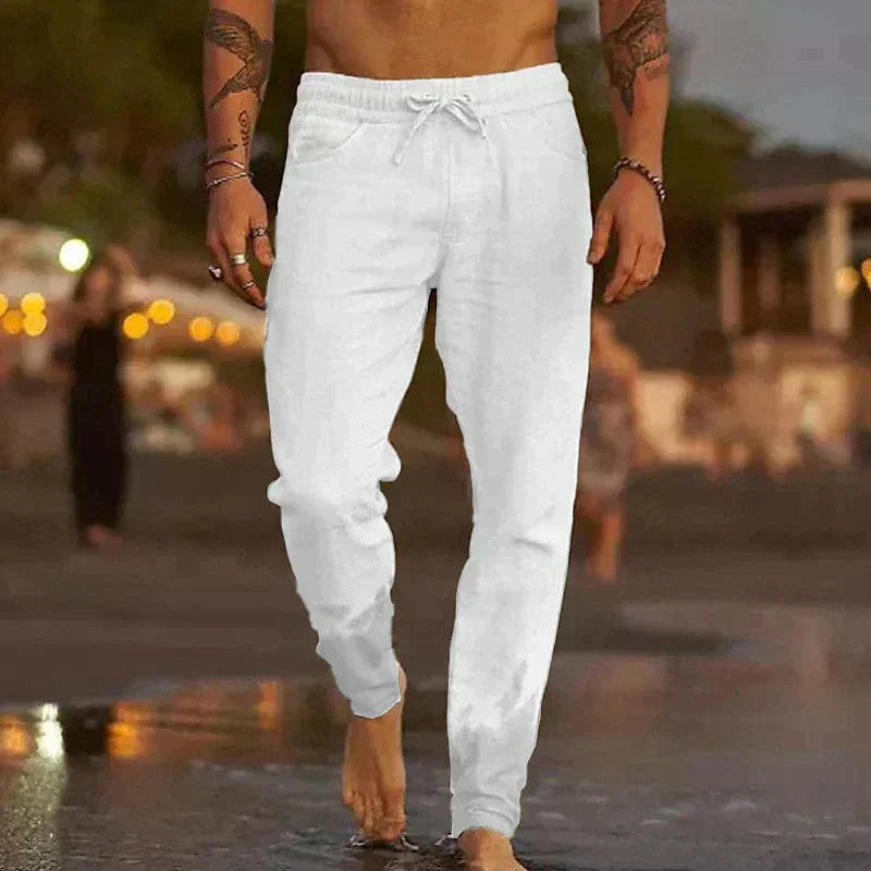 Lino Men's Trousers | Lightweight Linen Fabric, Adjustable Drawstring 4