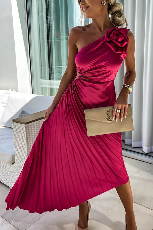 Mandi Women's Maxi Dress | Pleated One-Shoulder Design, Elegant Summer Style 0