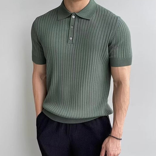 Ribbed Knit Polo – Marenzo