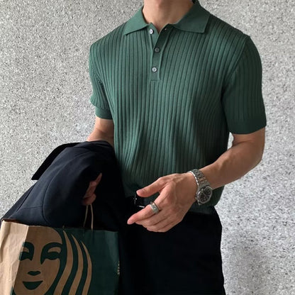 Ribbed Knit Polo – Marenzo