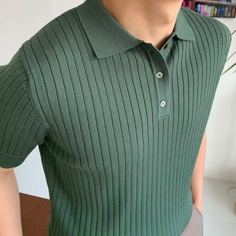 Ribbed Knit Polo – Marenzo