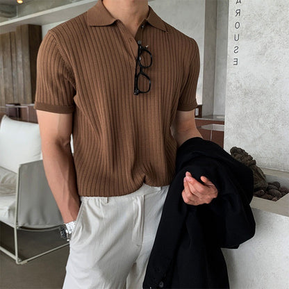Ribbed Knit Polo – Marenzo