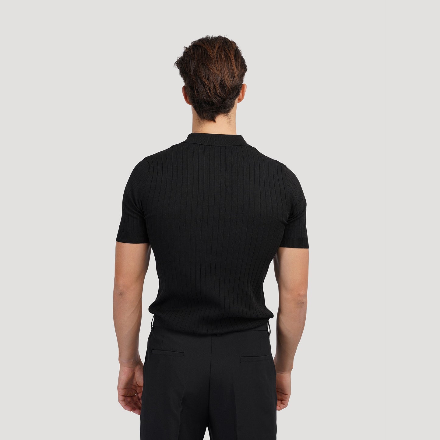 Ribbed Knit Polo – Marenzo