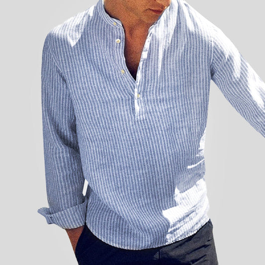 Max Men's Shirt | Lightweight Striped Henley, Casual Wear 0