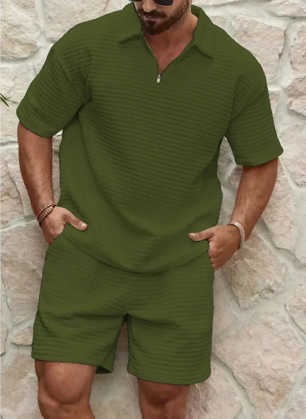 Max Men's Short Set | Waffle Knit, Casual 6