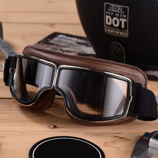 Max Unisex Motorcycle Goggles | Vegan Leather, Adjustable Fit 0
