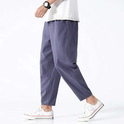 Men's Cropped Pants Cotton-Linen Blend, Breathable - Gerald
