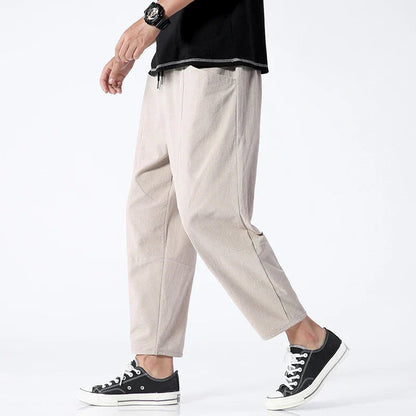 Men's Cropped Pants Cotton-Linen Blend, Breathable - Gerald