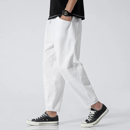 Men's Cropped Pants Cotton-Linen Blend, Breathable - Gerald