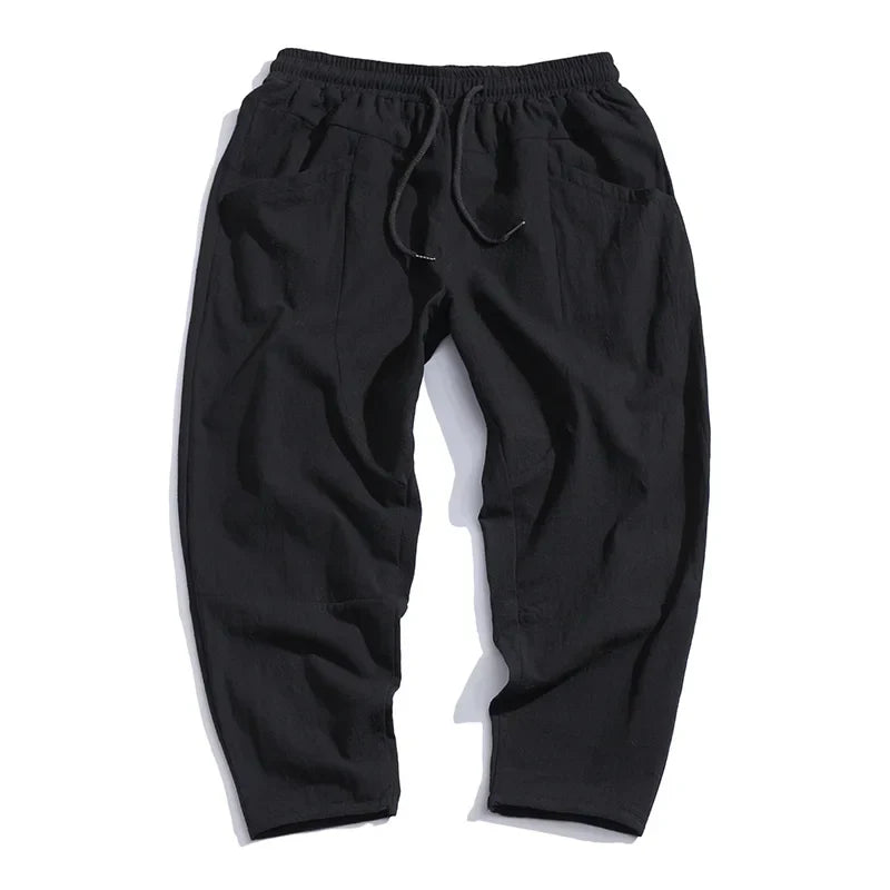 Men's Cropped Pants Cotton-Linen Blend, Breathable - Gerald