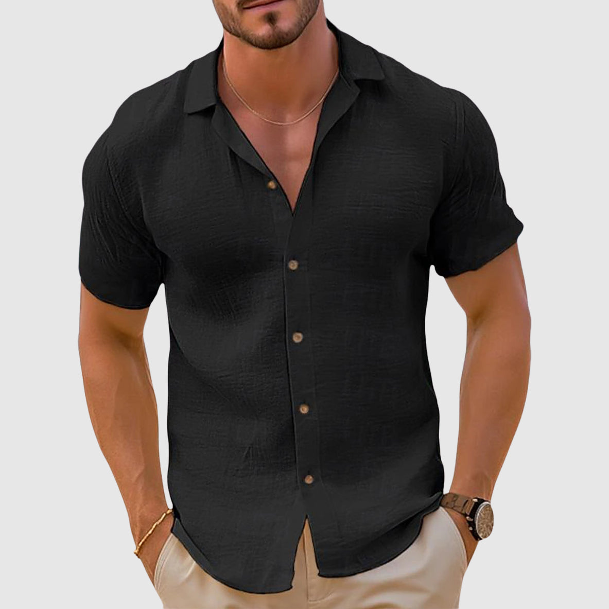 Men's Linen Shirt | Breathable Cotton-Linen Blend, Casual - Lorenzo