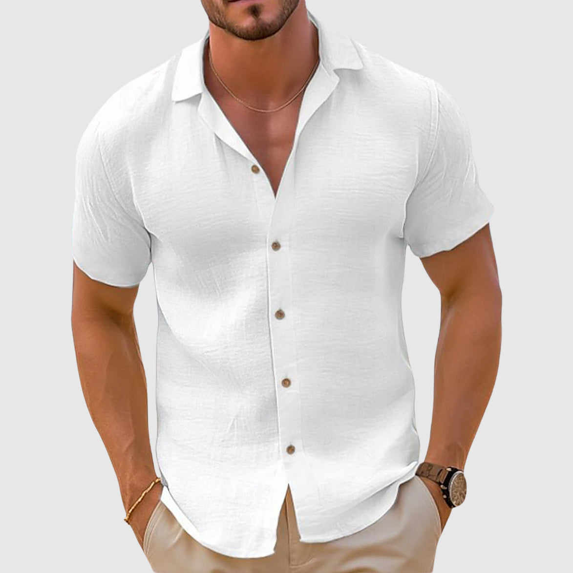 Men's Linen Shirt | Breathable Cotton-Linen Blend, Casual - Lorenzo