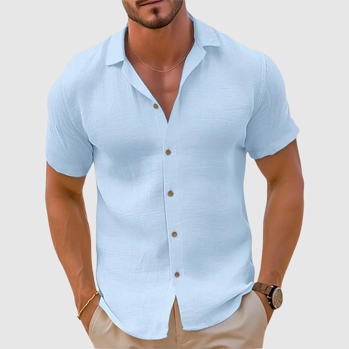 Men's Linen Shirt | Breathable Cotton-Linen Blend, Casual - Lorenzo