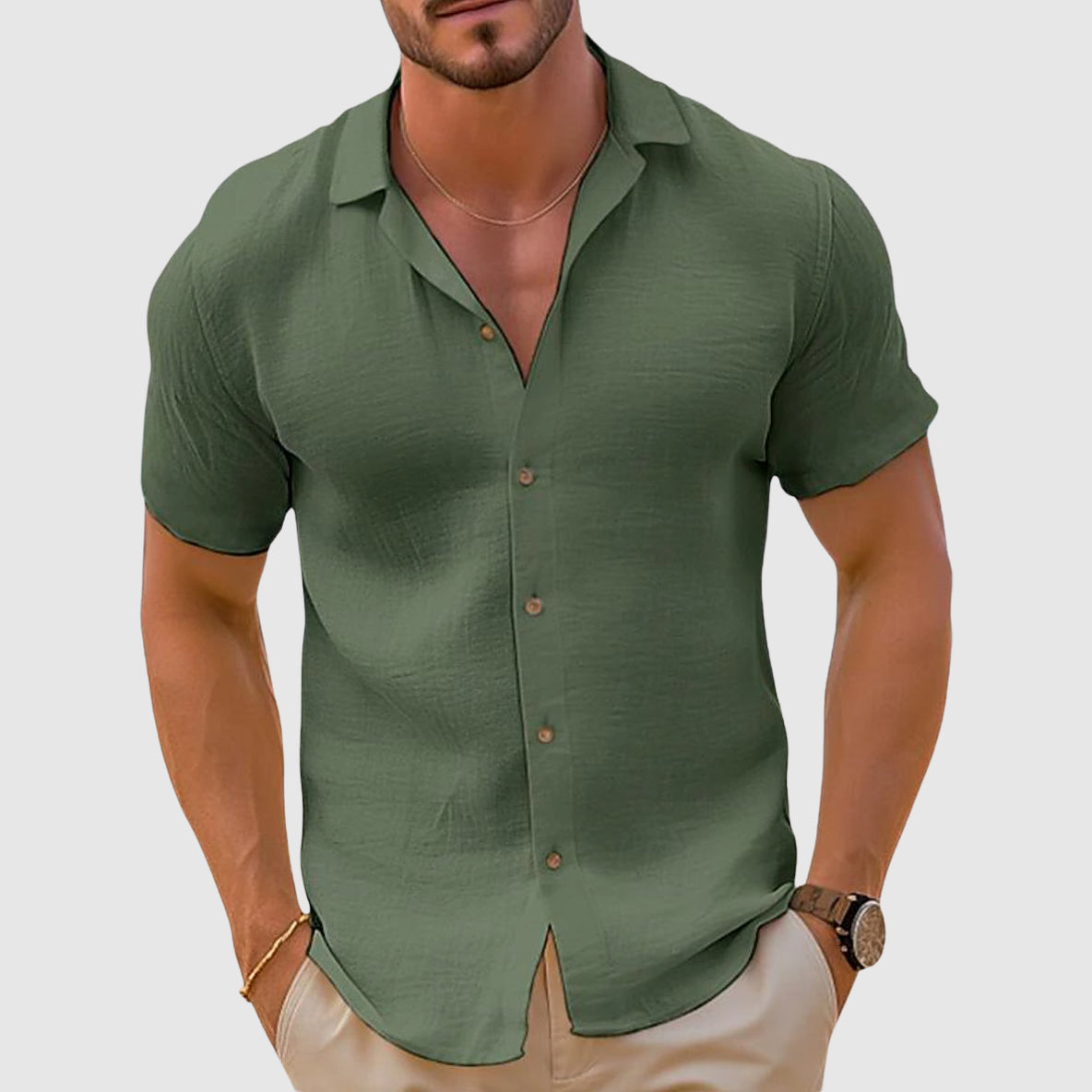 Men's Linen Shirt | Breathable Cotton-Linen Blend, Casual - Lorenzo
