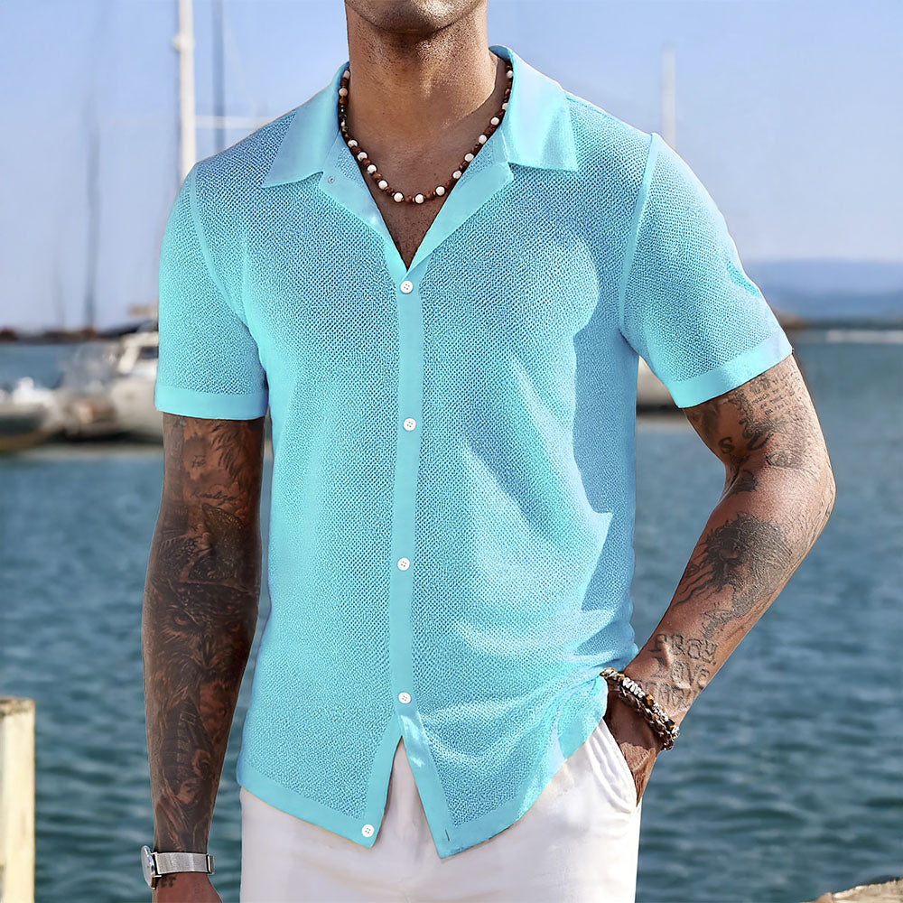 Miko Men's Knit Shirt | Silky Collar for Casual Elegance 0