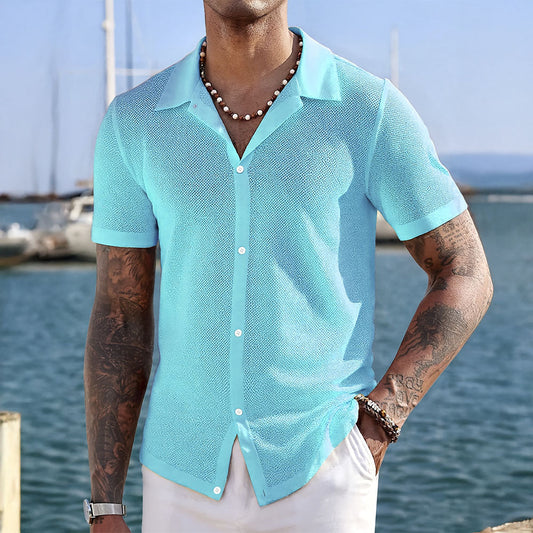 Miko Men's Knit Shirt | Silky Collar for Casual Elegance 0