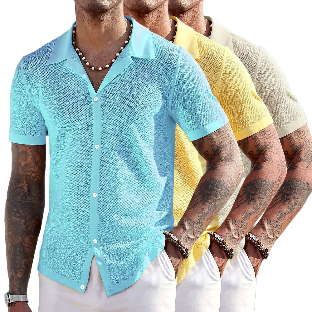 Miko Men's Knit Shirt | Silky Collar for Casual Elegance 3