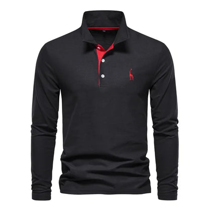 Calven - Casual Long Sleeve Polo Shirt
