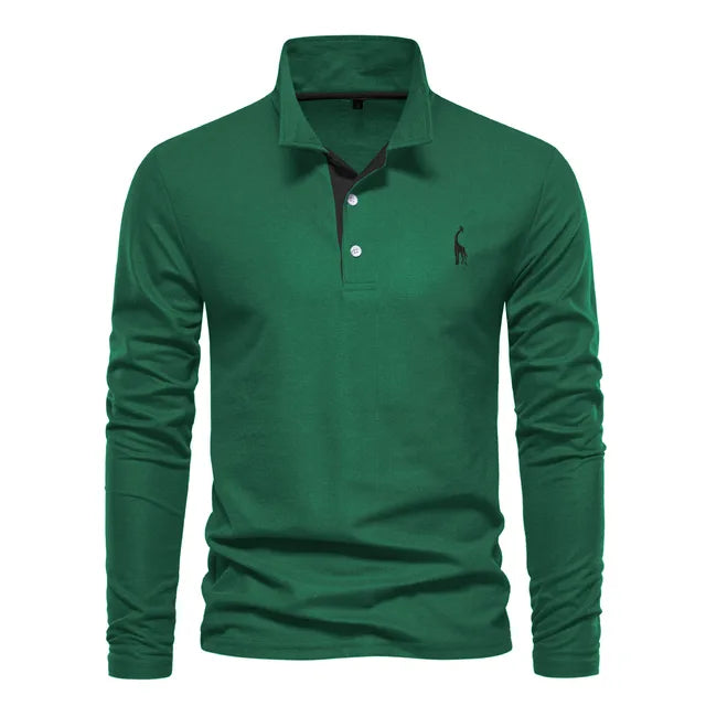 Calven - Casual Long Sleeve Polo Shirt