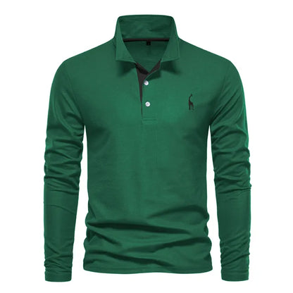Calven - Casual Long Sleeve Polo Shirt