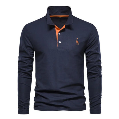 Calven - Casual Long Sleeve Polo Shirt