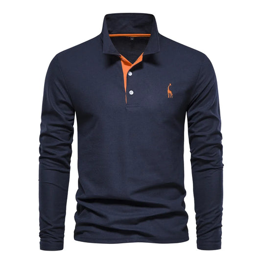 Calven - Casual Long Sleeve Polo Shirt